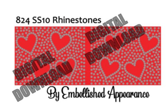 4in Tailless Heart Outline Full Rhinestone SVG Template Digital Download by Embellished Appearance