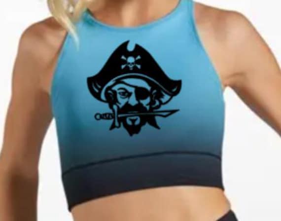 Pirates Gradient Print Crop Top Womens and Girls Sizes