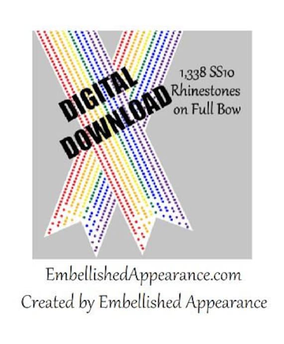 Rainbow Pride Month Bow Rhinestone SVG Template Digital Download by Embellished Appearance