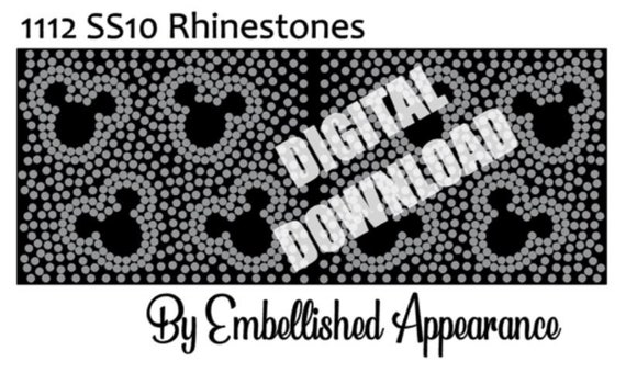 4in Tailless Mouse Outline Full Rhinestone SVG Template Digital Download by Embellished Appearance