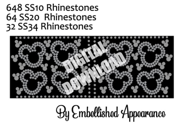 4in Tailless Mini Mouse Outline Full Rhinestone SVG Template Digital Download by Embellished Appearance