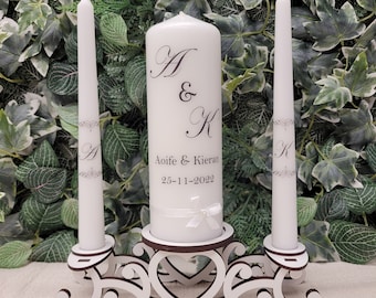 Wedding Unity Candle Set Elegant Monogram