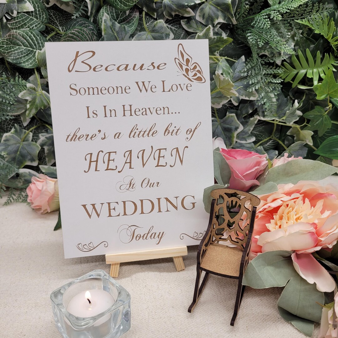 Personalised Wedding Memorial Sign – Engraved Set With Stand and Chair ...