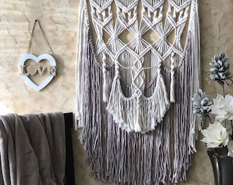Large Macrame Wall Hanging: Bohemian Driftwood Decor