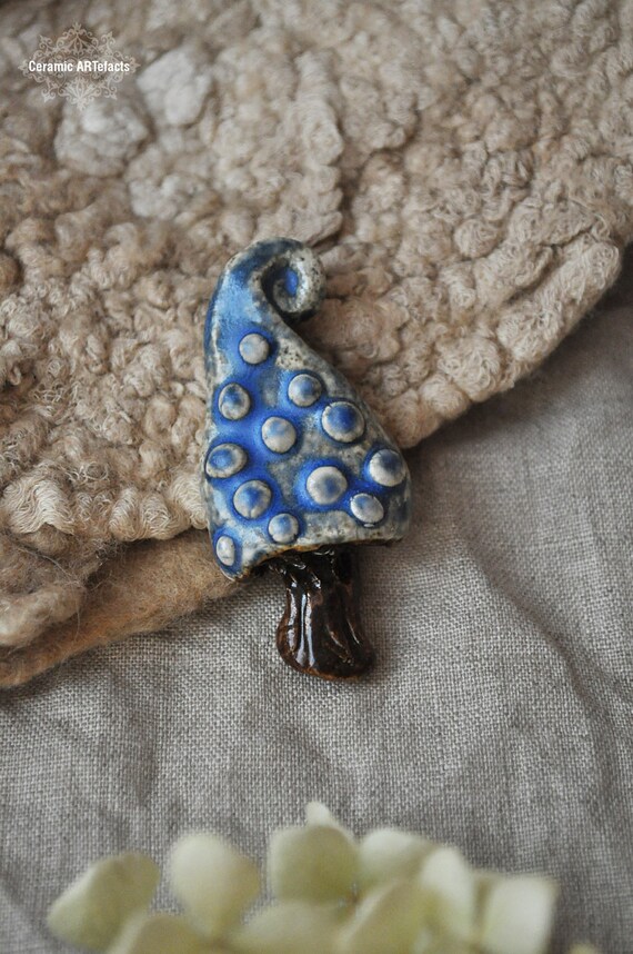 Artisan ceramic vegan brooch