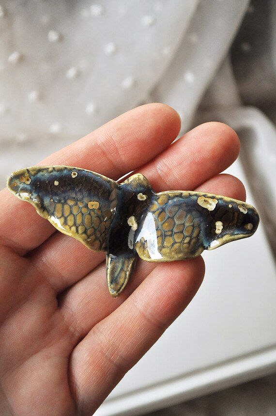 Artisan ceramic vegan brooch