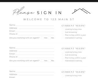 Editable Open House Sign-In Sheet & Welcome Sign