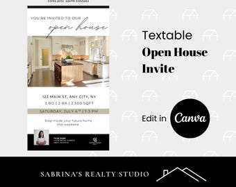 Textable Open House Invite Template | Real Estate Realtor (Canva Editable)
