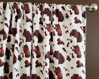 Cow Print Curtains Etsy