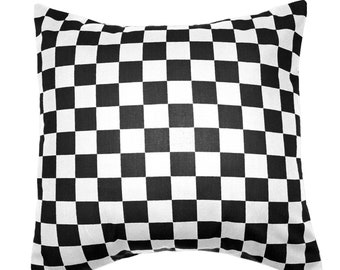 Racecar Checkerboard Decorative Cotton Pillow Sham Cushion Cover | Pillow Insert NOT Included |