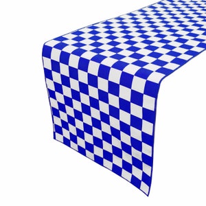 Racecar Checkerboard Cotton Table Runner Home Décor / Wedding / Parties / Events / Birthday / Display Table / Dresser / Coffee & Side Table Blue