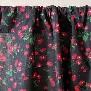 Cherries Allover Cotton Curtain Panel 58 Inch Wide / Window Décor / Backdrop / Classroom / Cabin / Diner / Guest Room Window Curtains