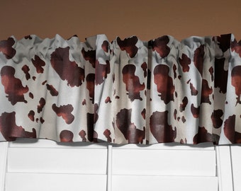 Cotton Valance Cow Spots Print Kitchen Curtain / Window Decor / Window Treatments
