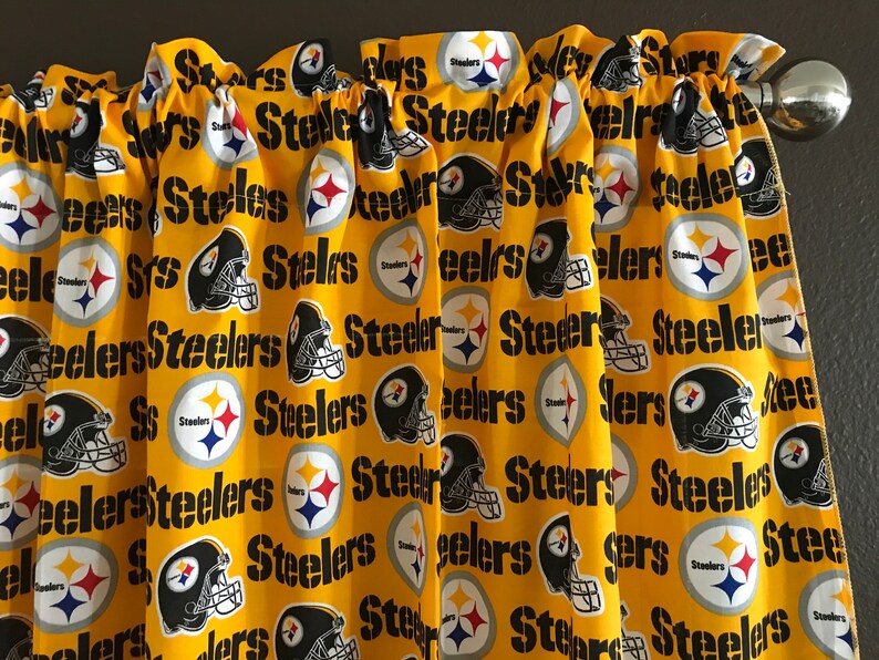 100 Cotton Nfl Sports Team Pittsburgh Steelers Yellow Window Valance Window Treatment Decor