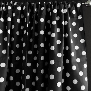 Polka Dots Cotton Curtain Panel 58 Inch Wide / Window Décor / Backdrop / Classroom / Bedroom / Cabin / Hotel / Guest Room Window Curtains