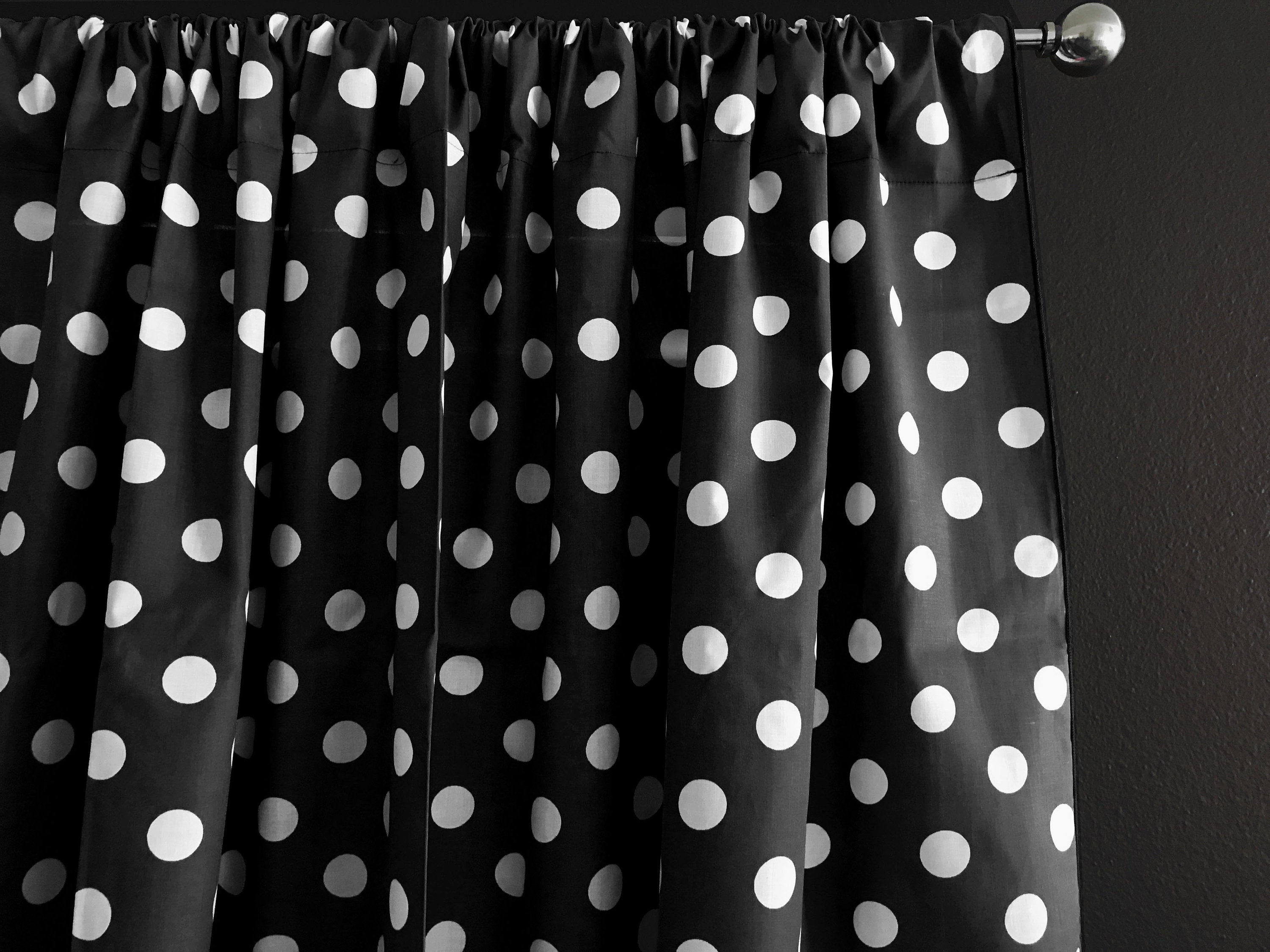 Polka Dots Cotton Curtain Panel 58 Inch Wide / Window Décor / | Etsy