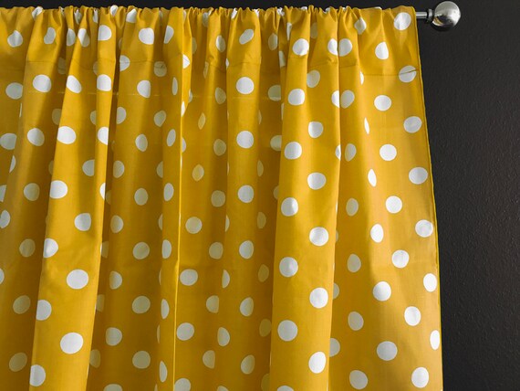 Cotton Curtain Panel Polka Dots Spots Regular Dot White On Etsy