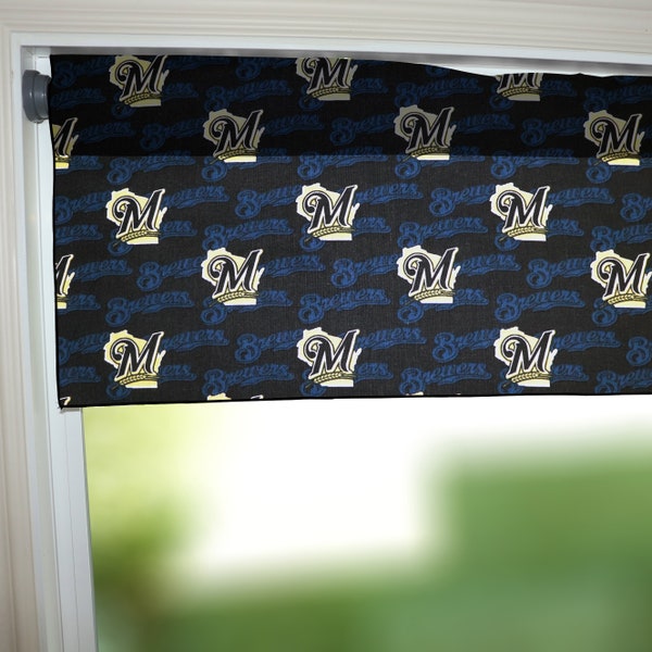 Milwaukee Brewers Baseball Sports Team Cotton Window Valance or Curtain / Kitchen / Bedroom / Classroom / Diner / RV / Home Window Décor