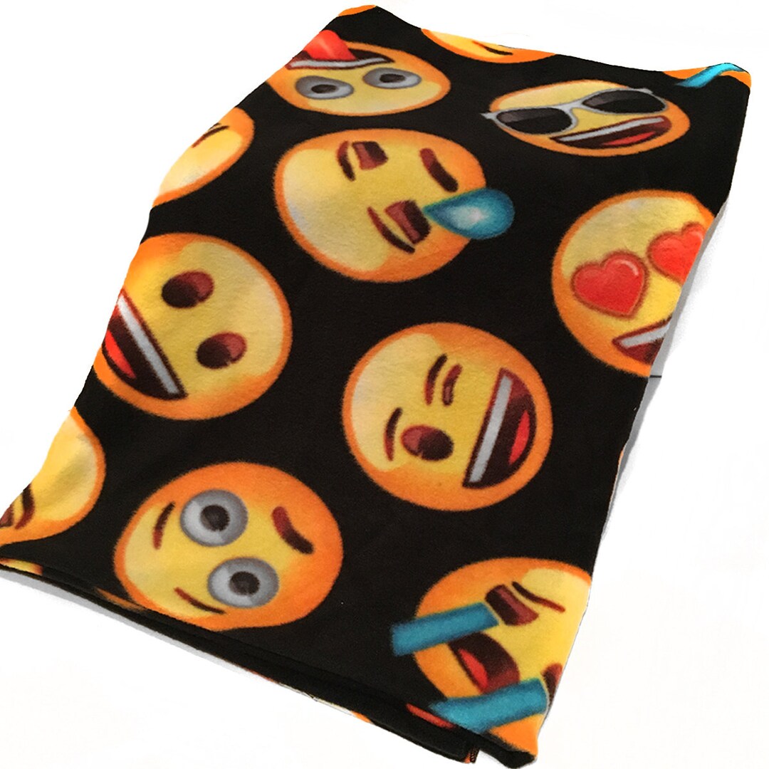 Soft and Cozy Fleece Blanket Emoji Black Etsy
