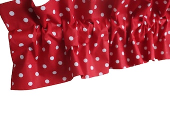 Small Polka Dots Cotton Curtain Sleeve Topper with Customizable Options for Kitchen or Bedroom Windows