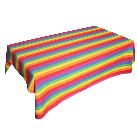 Rainbow Stripes Cotton Print Tablecloth / Home / Wedding / Picnic / Pride / LGBTQ / Holiday / School / Convention Booth / Event Table Décor