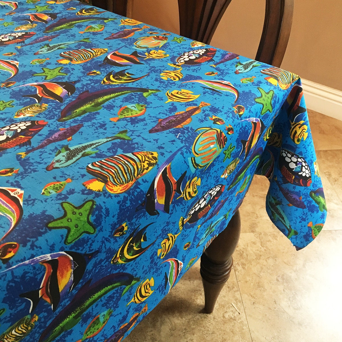 Under the Sea Fish Aquarium Cotton Tablecloth / Home / Wedding / Picnic ...