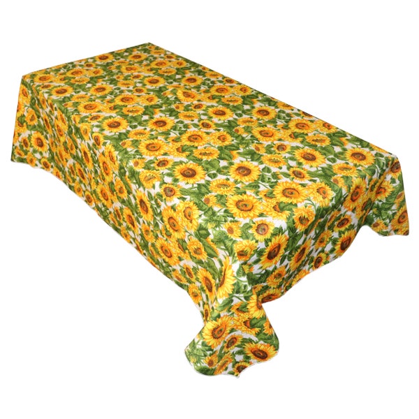 Sunflowers Cotton Print Tablecloth / Home / Wedding / Picnic / Diner / Holiday / School / Convention Booth / Event Table Décor