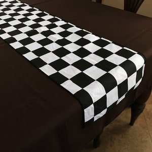 Racecar Checkerboard Cotton Table Runner Home Décor / Wedding / Parties / Events / Birthday / Display Table / Dresser / Coffee & Side Table 2" Big Check Black