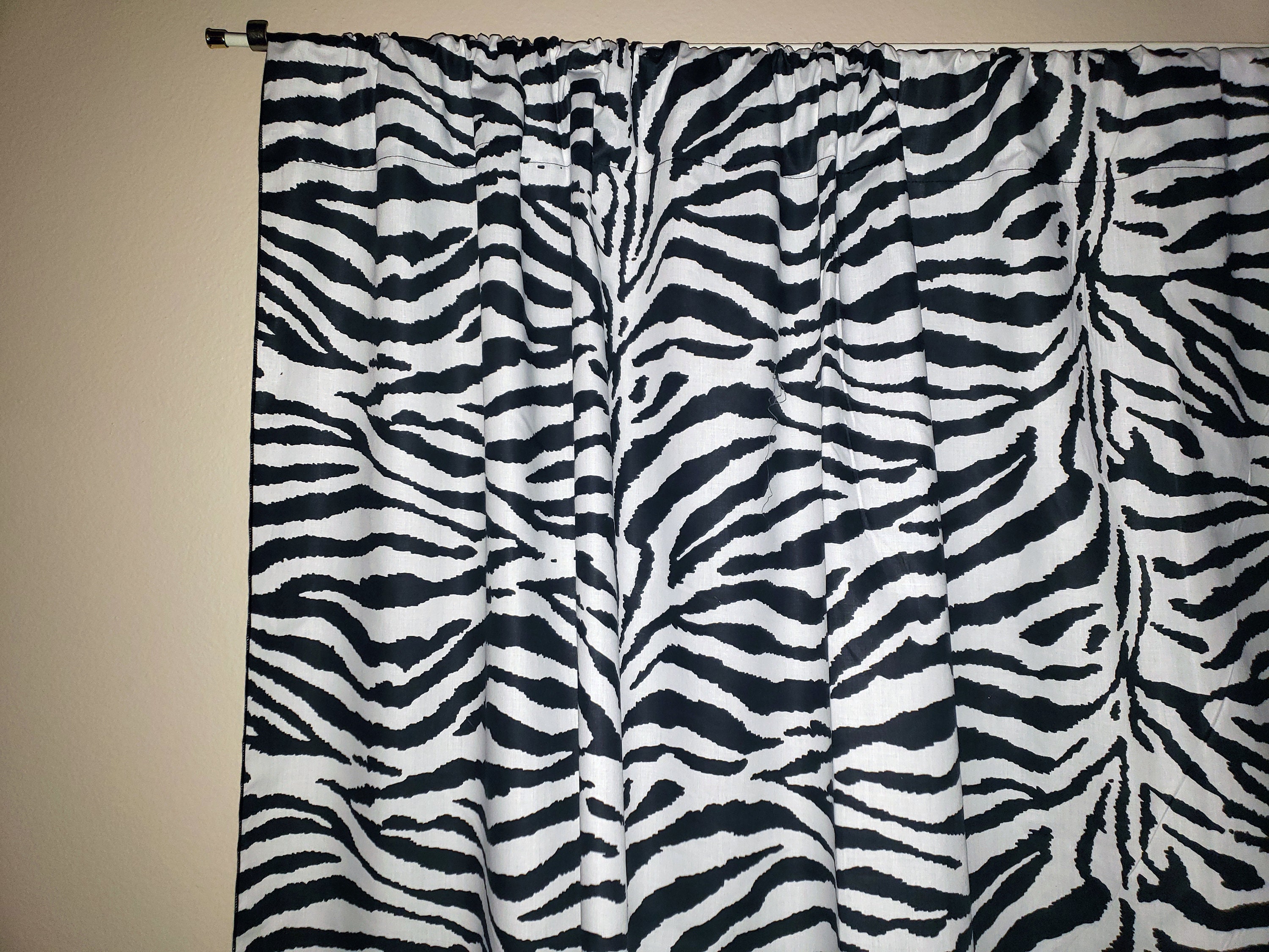 Zebra Streifen Baumwoll Vorhang Panel 58 Zoll breit / Fenster | Etsy