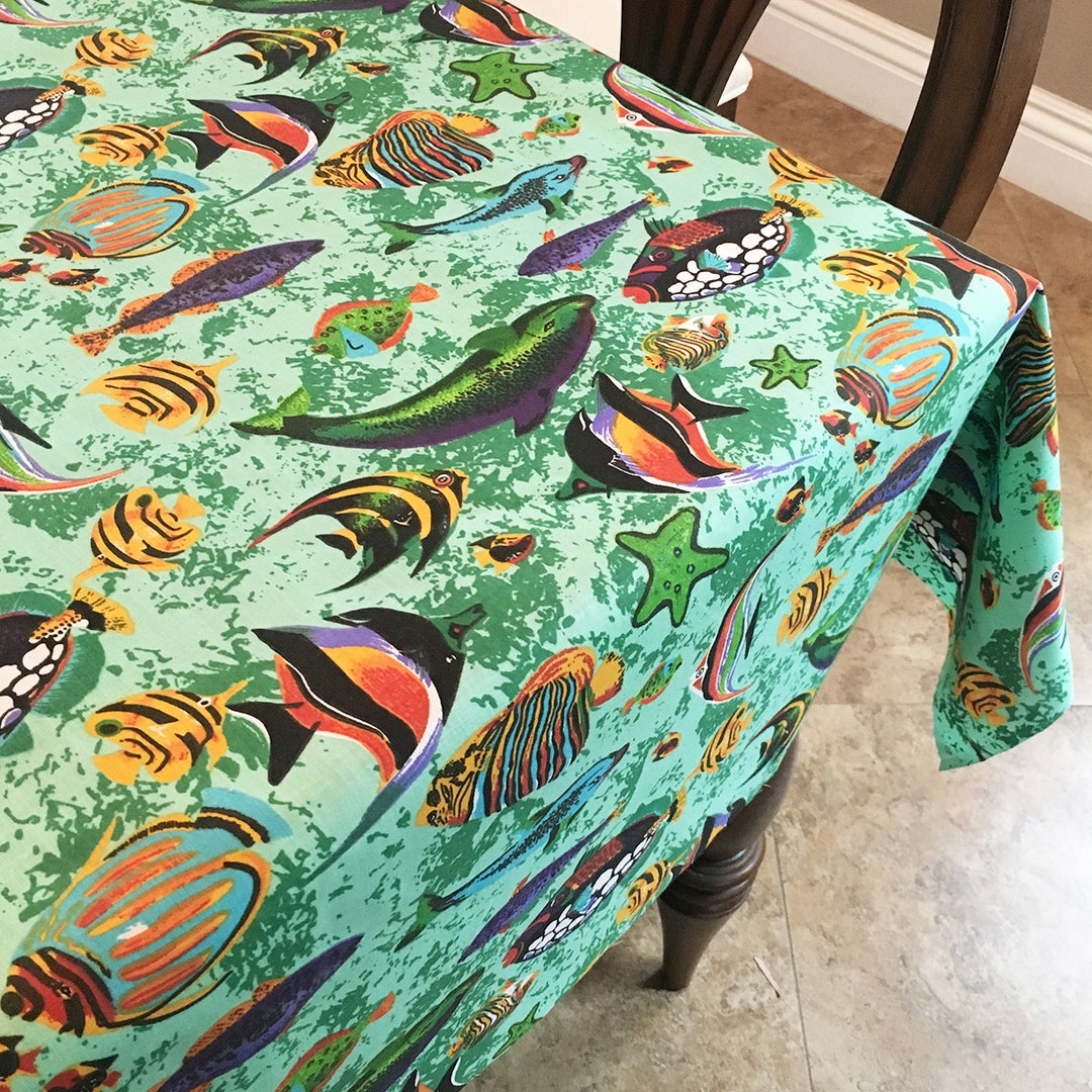 Under the Sea Fish Aquarium Cotton Tablecloth / Home / Wedding / Picnic ...