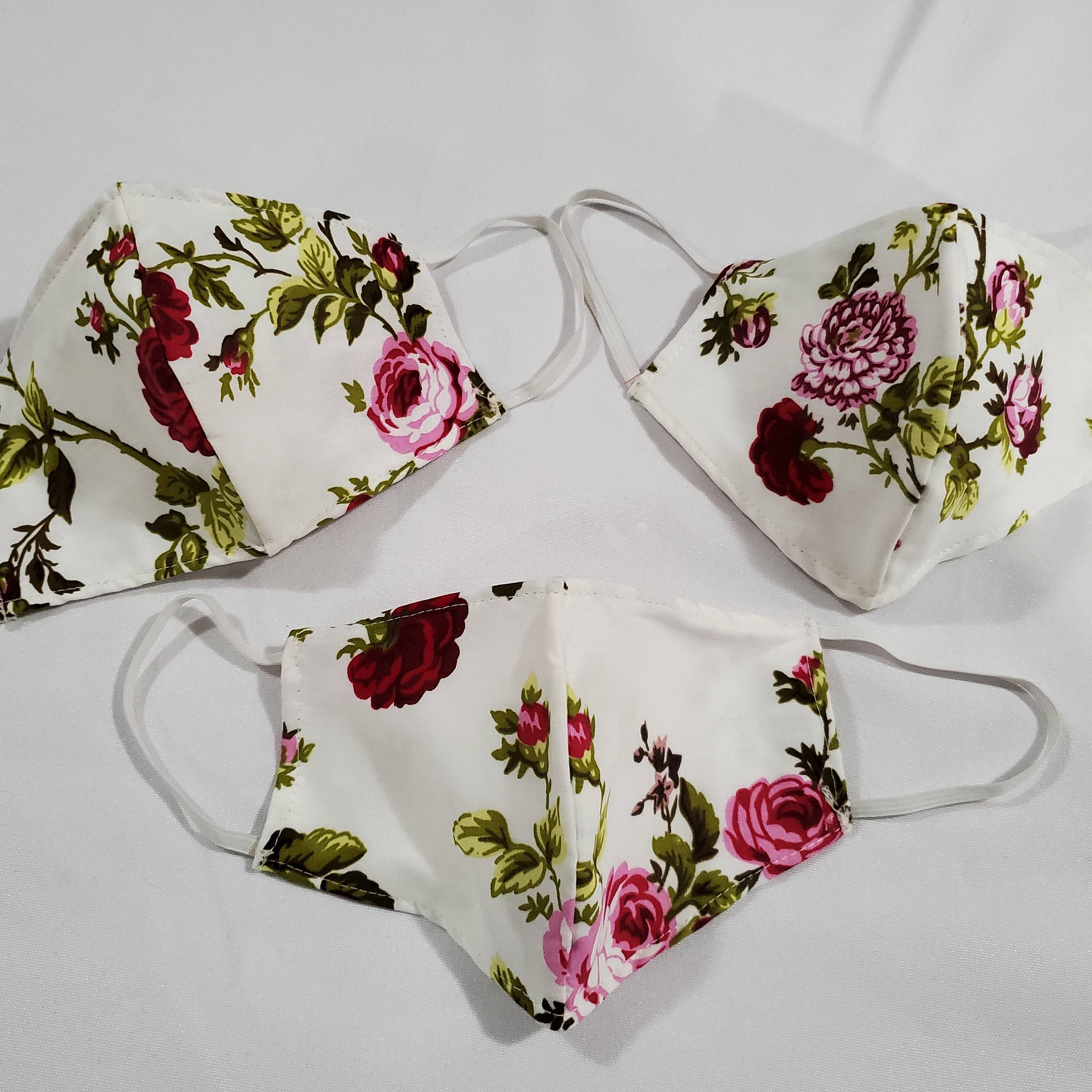 Vintage Floral Face Mask with Elastic Etsy