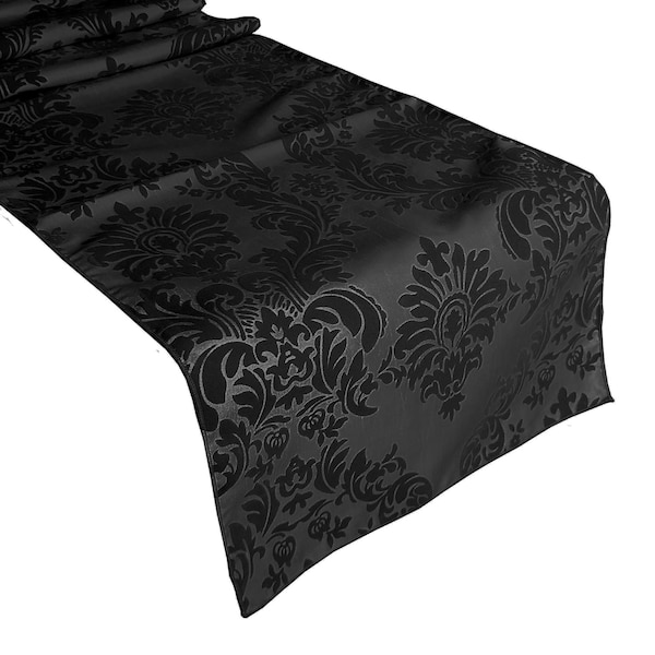 Floral Flocked Damask Taffeta Decorative Table Runner / Table Décor / Party / Wedding / Holiday / Home Décor