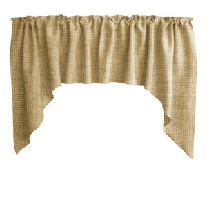 Solid Faux Burlap Textured Curtain Valance Window Treatment Designer Valance Collection Pleated/ Swag/ Scalloped / Custom Sizes Available
