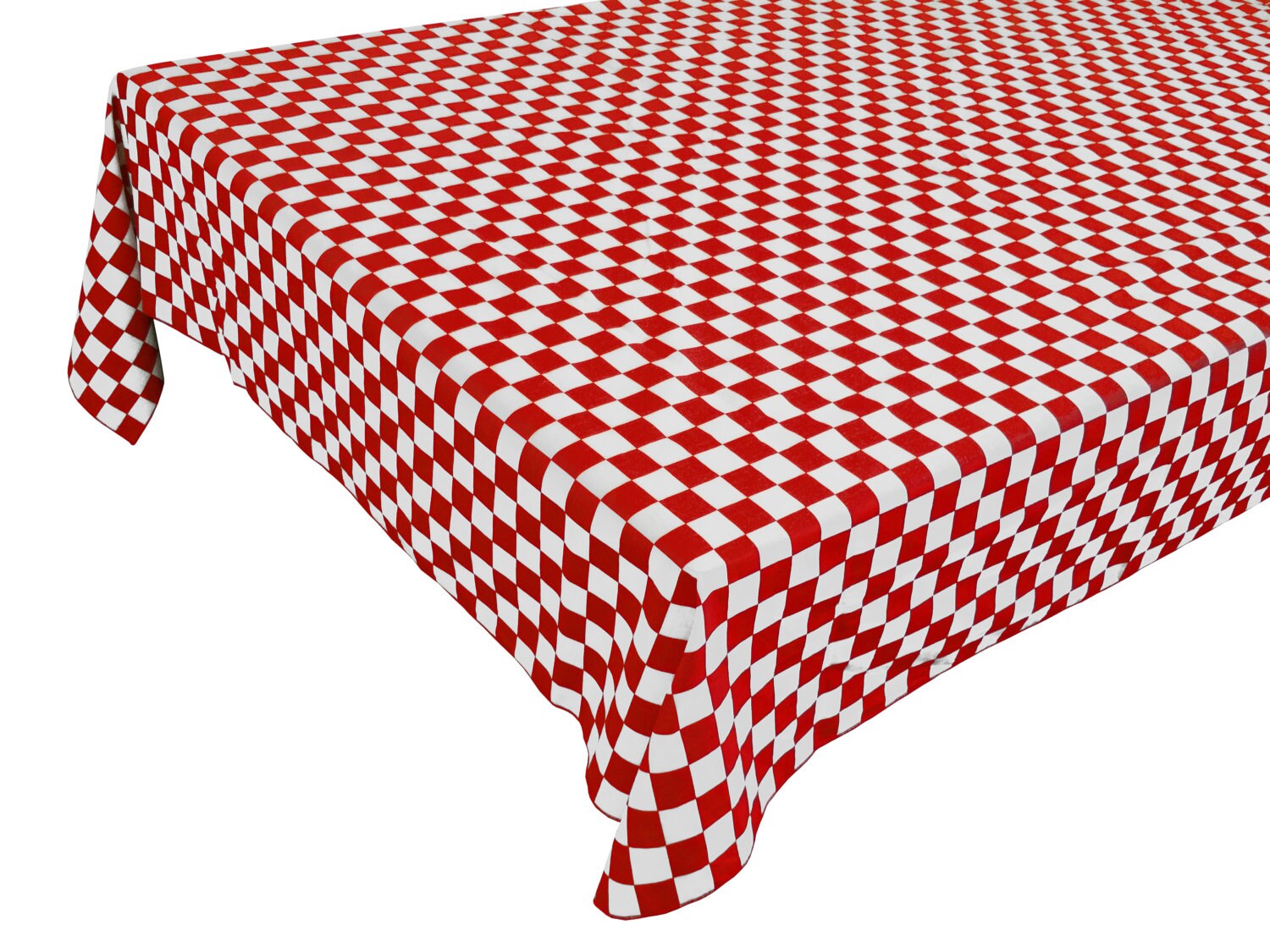 Cotton Table Cloth Checker Board Red | Etsy