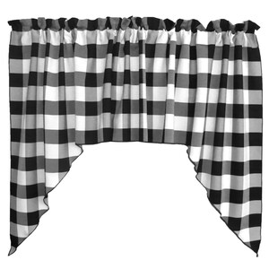 Swag Style Buffalo Check Valance Curtain Window Treatment Kitchen Bedroom Classroom Diner RV Home Window Décor | 72&quot; Wide 36&quot; Tall