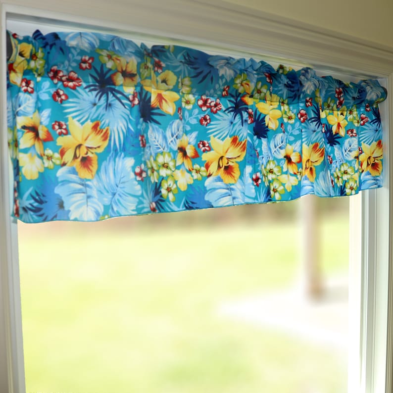 Tropical Floral Hawaiian Cotton Window Valance 58 Wide / Etsy