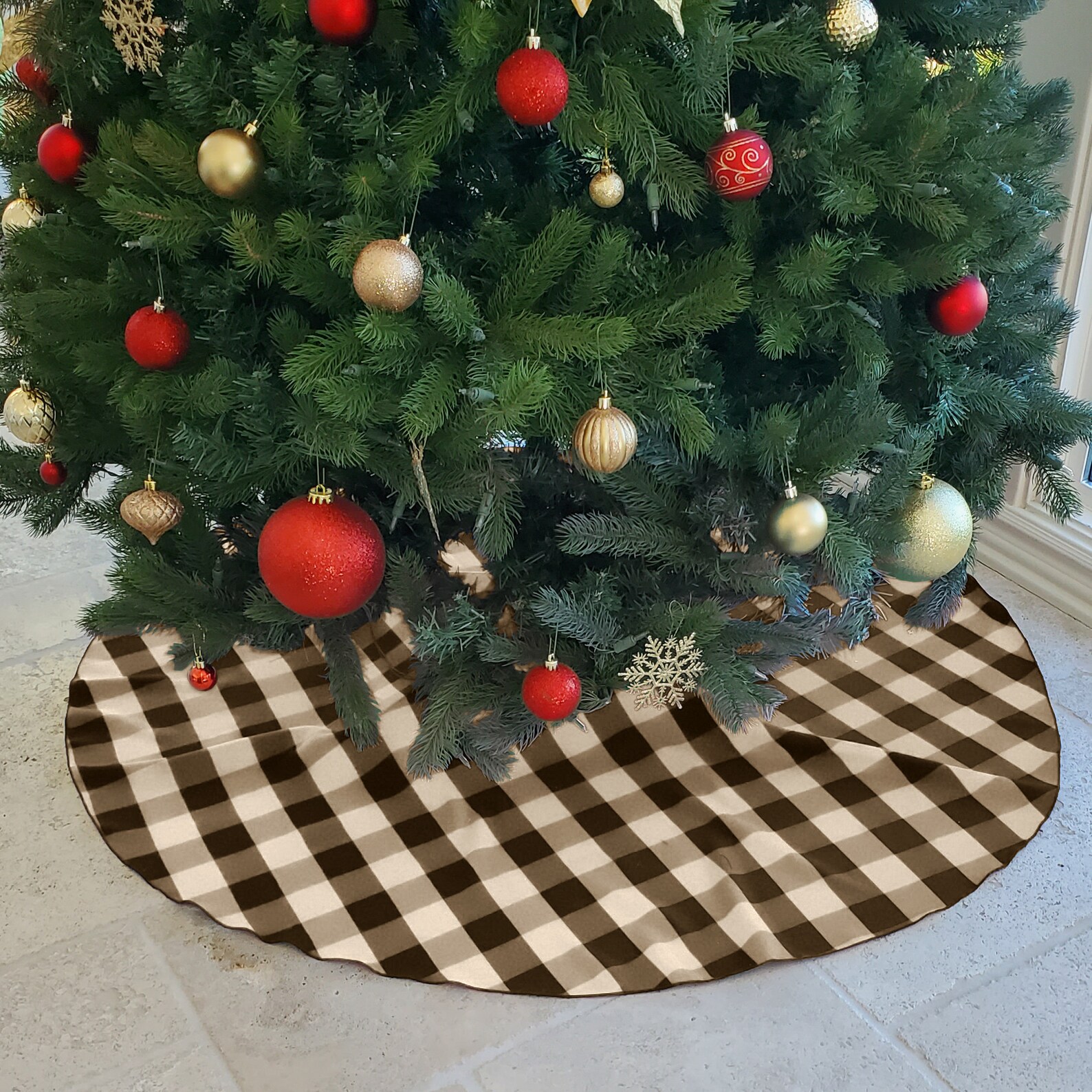 Buffalo Check Tree Skirt / Polyester Poplin Fabric / Christmas Etsy