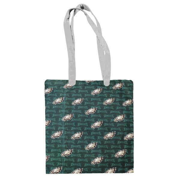 Philadelphia Eagles Cotton Canvas Tote Bag / Sac à main / Sac de voyage / École / Épicerie / Plage / Accessoires / Couleurs de bracelet personnalisables