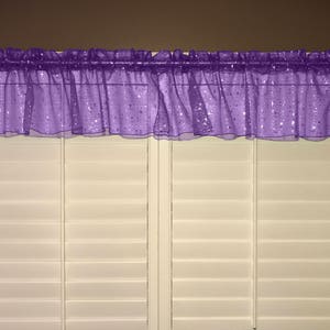 Estrelas prateadas brilhantes cintilantes em organza transparente, cortina de saia de janela/tratamento de janela/decoração de janela de casa