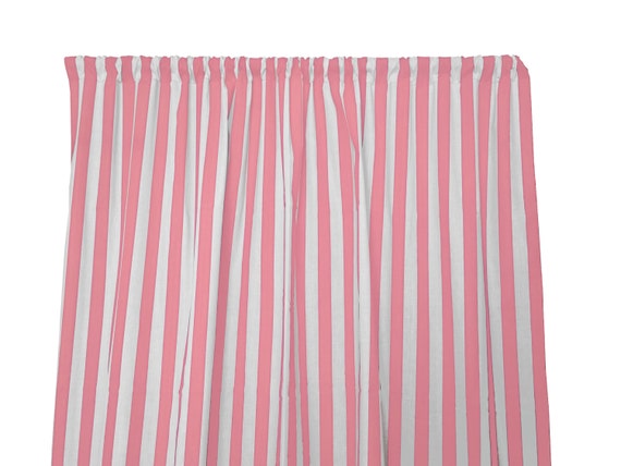 Cotton Curtain Panel Striped / Lines 1 Inch Stripes Pink White | Etsy