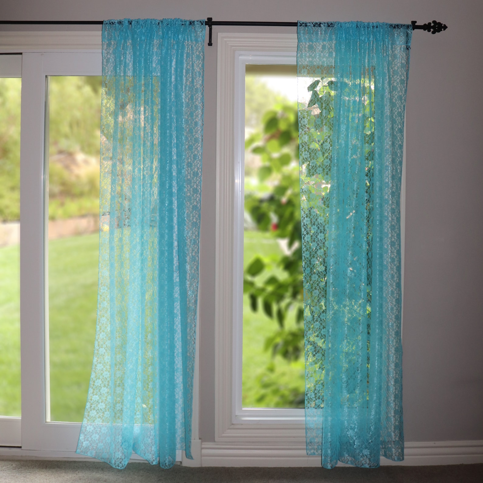Sheer Floral Lace Curtain Panel / Window Décor / Window Etsy