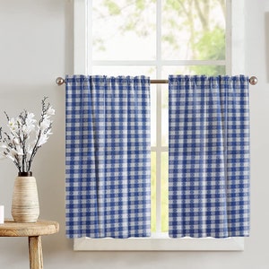 Tavern Checkered Kitchen Window Tier Curtains / Window Treatment / Bedroom / Classroom / Diner / RV / Home Window Décor