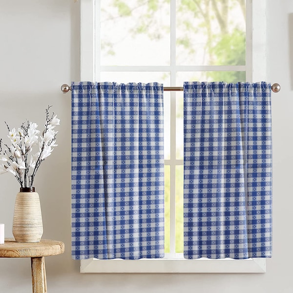 Tavern Checkered Kitchen Window Tier Curtains / Window Treatment / Bedroom / Classroom / Diner / RV / Home Window Décor