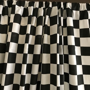 Racecar Checkerboard Cotton Curtain Panel 58 Inch Wide / Window Décor / Backdrop / Classroom / Bedroom / Cabin / Hotel / Guest Room Curtains