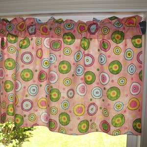 Colorful Fun Circles Cotton Window Valance Curtain Top / Window Treatment / Kitchen / Bedroom / Classroom / Diner / RV / Home Window Décor