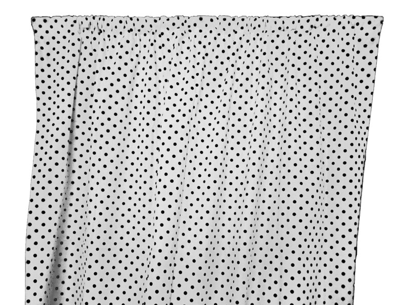 Cotton Curtain Panel Polka Dots /& Spots Small Dot Black on White Window Decor Window Treatments Backdrop