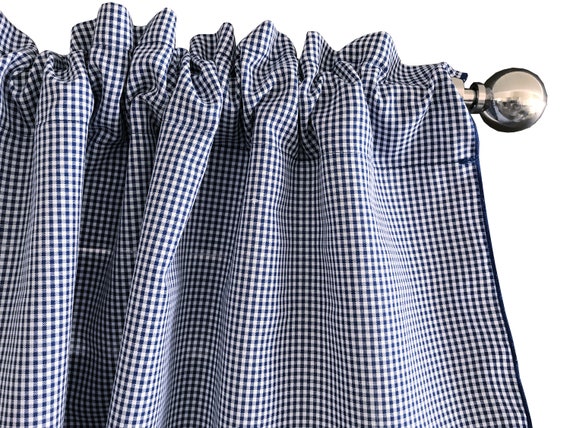Micro Gingham Checker Plaid Window Valance 58 Inch Wide For Kitchen Or Bedroom Windows Royal Blue