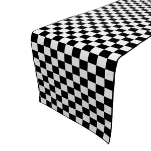 Racecar Checkerboard Cotton Table Runner Home Décor / Wedding / Parties / Events / Birthday / Display Table / Dresser / Coffee & Side Table Black