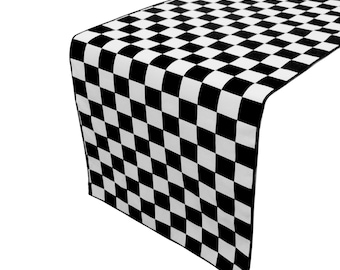 Racecar Checkerboard Cotton Table Runner Home Décor / Wedding / Parties / Events / Birthday / Display Table / Dresser / Coffee & Side Table