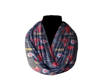 Kansas City Chiefs 100% Cotton Infinity Scarf Round Wrap Around Winter Football Fashion